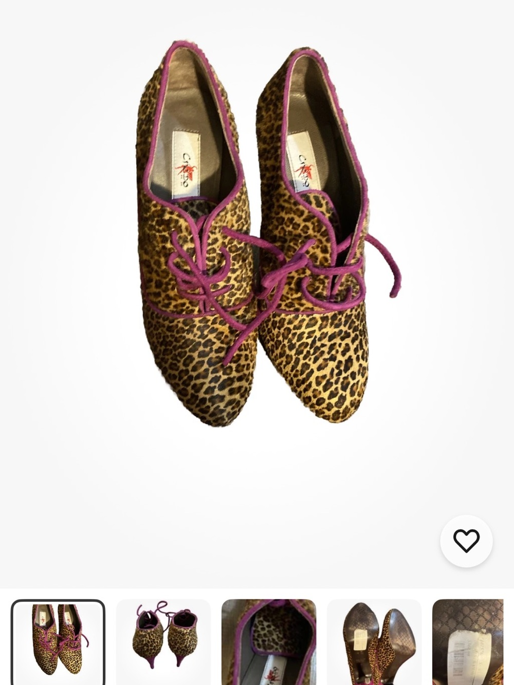 Leopard Print Lace-Up Heeled Boots with Pink Trim